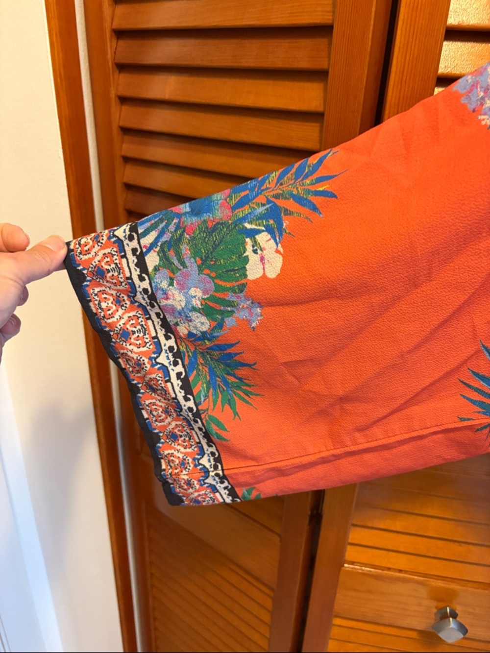 Flying Tomato surplice snap front Vibrant Coral Floral Wrap Top - Picture 5 of 7